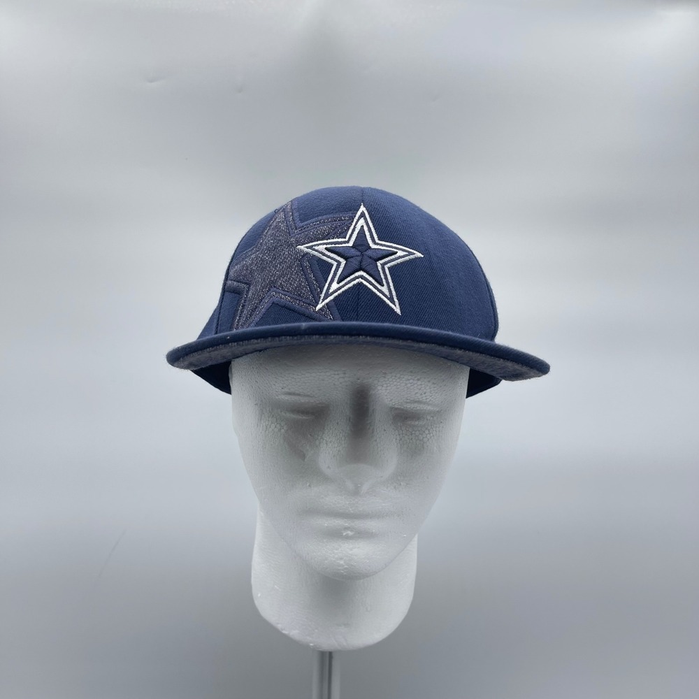 Reebok NFL Onfield Dallas Cowboys L/XL Fitted Hat Navy Blue Double Star Cap - Picture 1 of 11